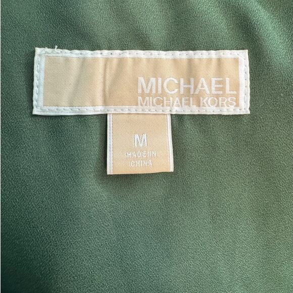 Michael Kors Green Botanical Layered Ruffle Round Neck Sleeveless Blouse Medium - Picture 10 of 12